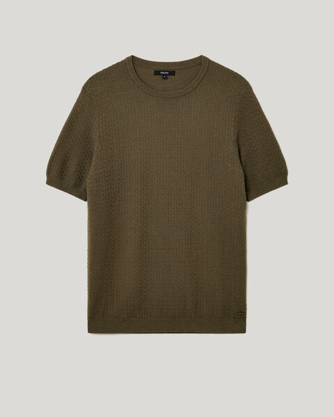 Frank Textured Short Sleeve Knit, Dark Khaki, hi-res